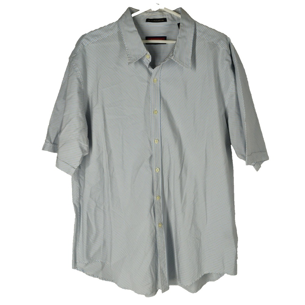 Austin‎ Reed London 2ply 80s Cotton Mens XXL 2XL Striped Button Up Shirt